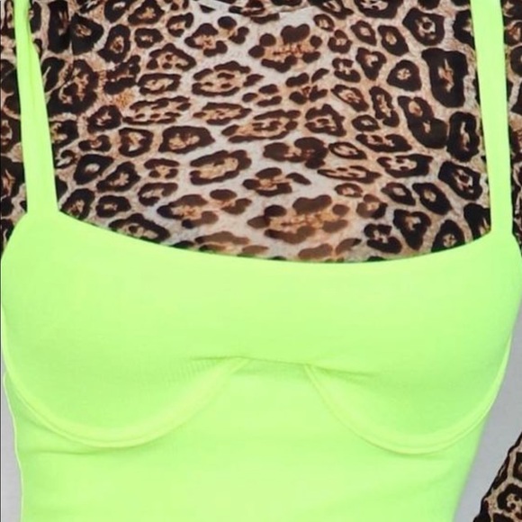 Neon Green Bodycon Ribbed Dress - Picture 3 of 4